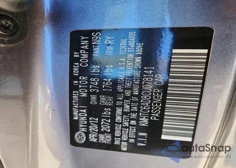 2012 Hyundai Veloster z USA, uszkodzony, nr VIN KMHTC6AD8CU078141